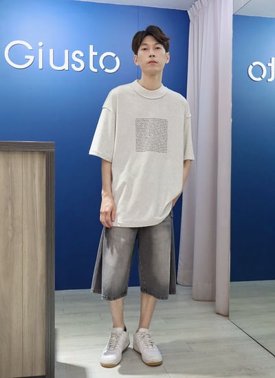 【 Giusto 】反車線厚磅數英字短T7