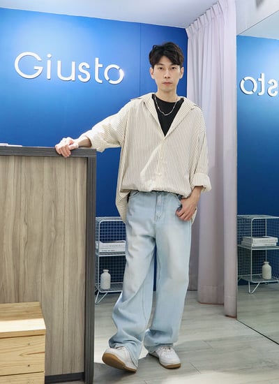 【 Giusto 】推薦款自然刷白淺藍寬褲6