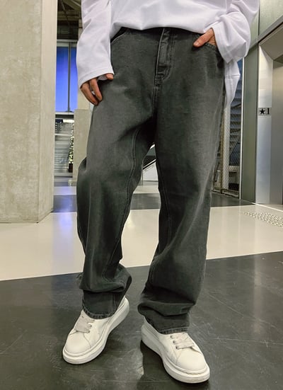 【 Giusto 】灰色系微寬版牛仔褲 韓國空運 必備推薦1