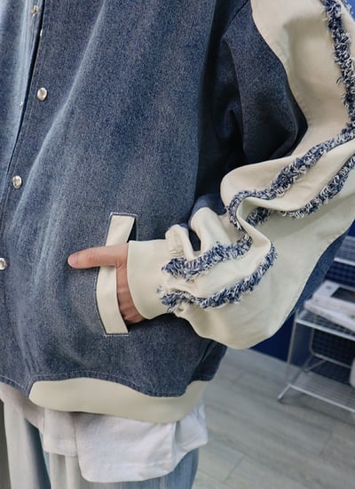 【 Giusto 】時尚度滿分手袖抽鬚牛仔外套6