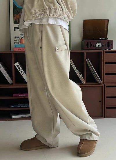 【 Giusto 】混羊毛前衛版型鈕扣厚磅棉褲3