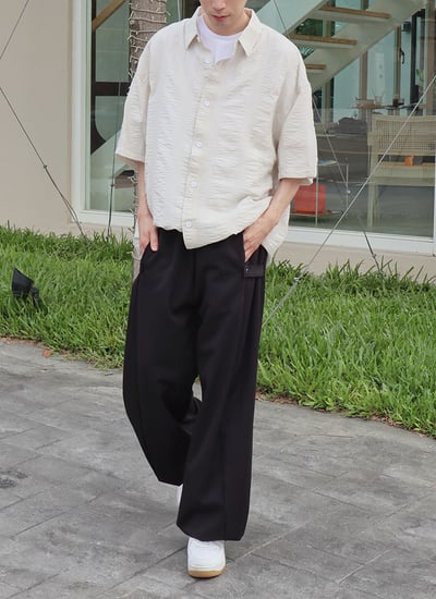 【 Giusto 】暗釦式老爺休閒式西裝寬褲2