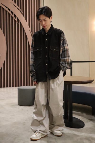 【 Giusto 】格紋拼接薄牛仔襯衫6