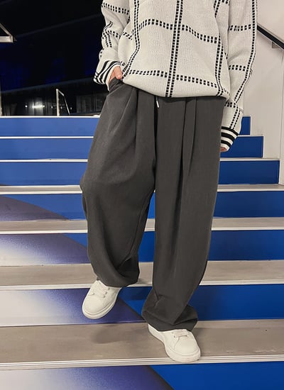 【 Giusto 】膝蓋車線鬆緊褲頭寬褲6