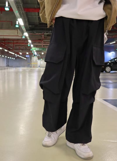 【 Giusto 】寬版可調褲管尼龍工裝褲3