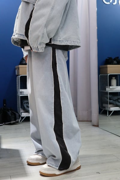 【 Giusto 】側邊條拼接寬版牛仔褲6