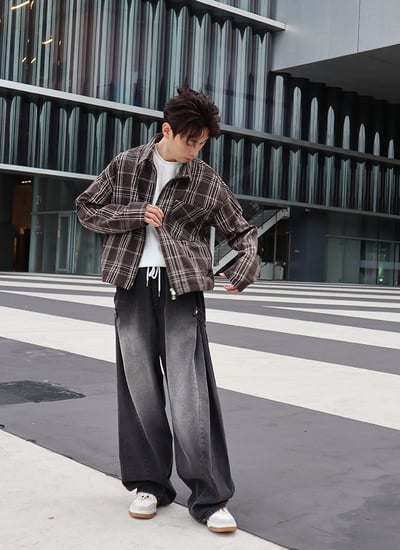 【 Giusto 】熱銷款刷色兩側釘釦彎刀褲2