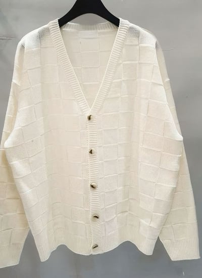 【 Giusto 】棋盤格V領針織罩衫4