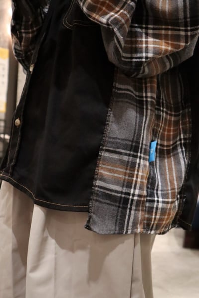 【 Giusto 】格紋拼接薄牛仔襯衫3