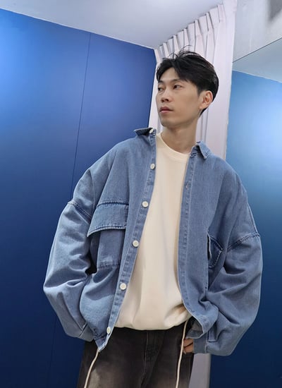 【 Giusto 】大寬版落肩牛仔襯衫外套5