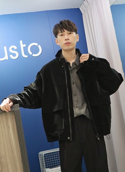 【 Giusto 】光澤感絨面麂皮薄款外套6