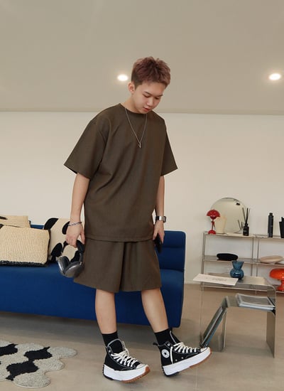 【 Giusto 】光澤抓褶牛仔寬短褲2