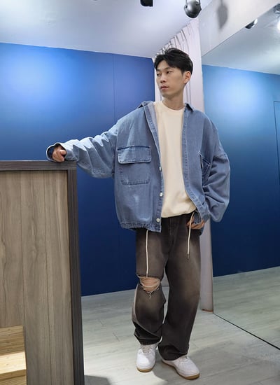 【 Giusto 】大寬版落肩牛仔襯衫外套6