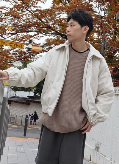 【 Giusto 】鋪棉小翻領車線釘釦保暖厚外套1