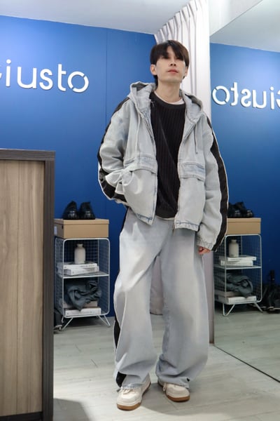 【 Giusto 】側邊條拼接連帽牛仔襯衫外套6