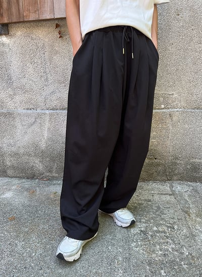 【 Giusto 】膝蓋車線鬆緊褲頭寬褲1