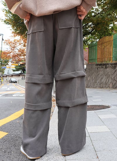 【 Giusto 】前抓皺側邊釘釦鬆緊褲頭寬褲7