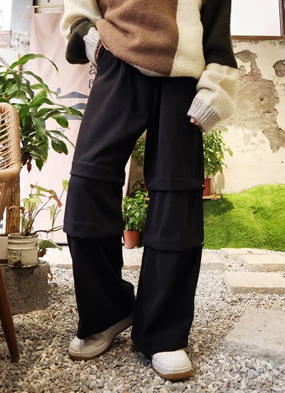 【 Giusto 】前抓皺側邊釘釦鬆緊褲頭寬褲8