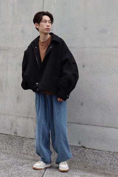 【 Giusto 】褲管內摺牛仔寬褲5