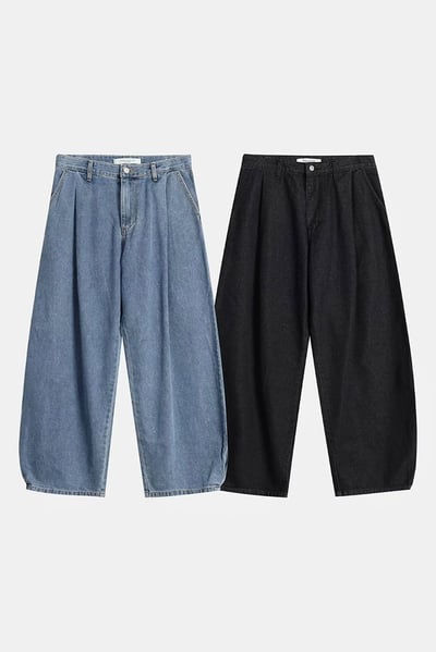 【 Giusto 】褲管內摺牛仔寬褲7