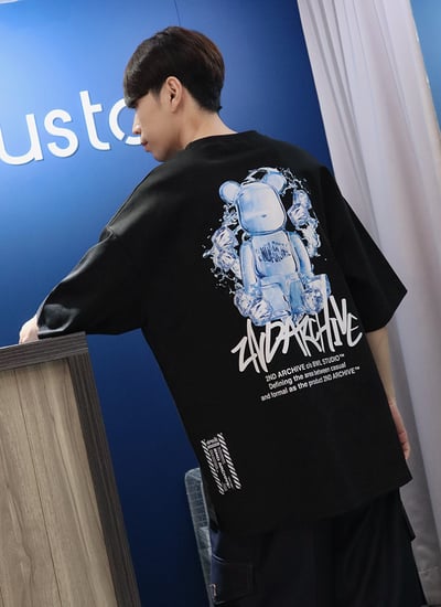 【 Giusto 】涼爽冰塊熊熊印圖高磅數棉短T1