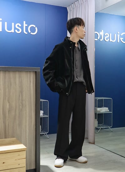 【 Giusto 】光澤感絨面麂皮薄款外套7