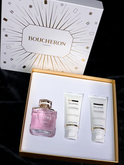 BOUCHERON Quatre 伯瓊經典環戒女性淡香精100ML香精+100沐浴膠+100身體乳4