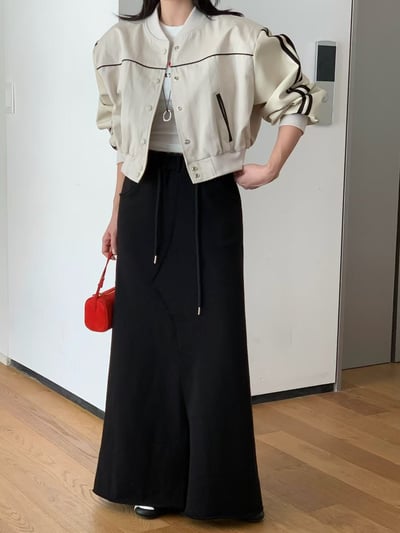 ♡正韓♡鬆緊前開衩棉裙9