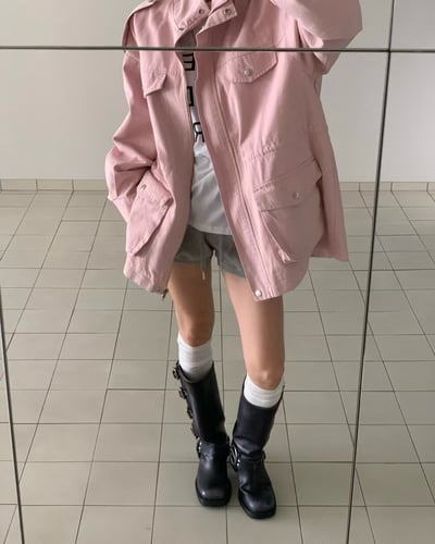 ♡正韓♡縮腰雙邊大口袋風衣外套7