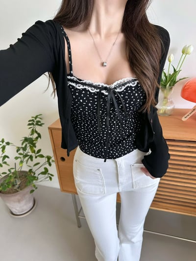 ♡正韓♡小碎花蕾絲兩件式上衣1