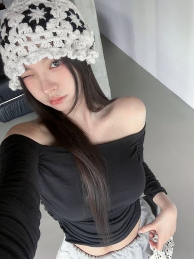 ♡正韓♡氣質手袖抓皺一字上衣7