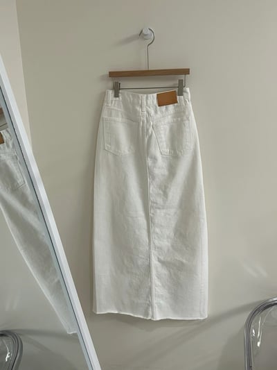 ♡正韓♡斜排扣白牛仔裙7