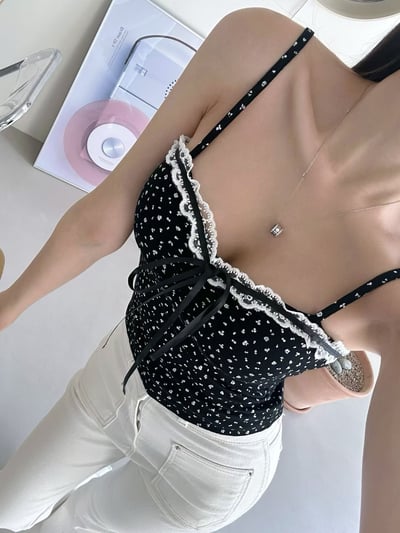 ♡正韓♡小碎花蕾絲兩件式上衣4