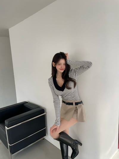 ♡正韓♡側開岔超短褲裙（附皮帶）4