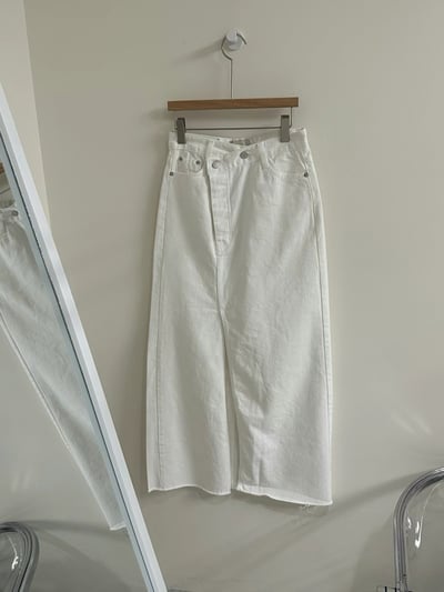 ♡正韓♡斜排扣白牛仔裙6