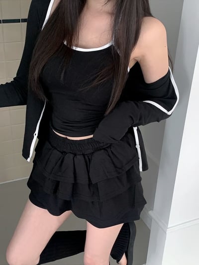 ♡正韓♡棉鬆緊蛋糕褲裙8