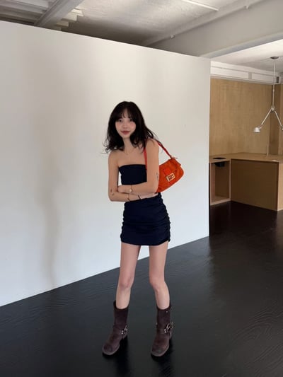 ♡正韓♡平口側抓皺洋裝6