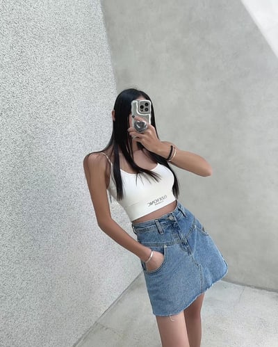 ♡正韓♡下擺印字bar top1