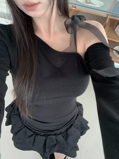 ♡正韓♡斜肩緞帶蝴蝶結上衣4