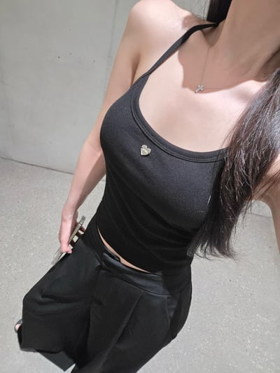 ♡正韓♡愛心鐵牌繞脖背心3