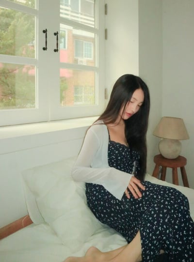 ♡正韓♡小碎花蕾絲後開衩洋裝12