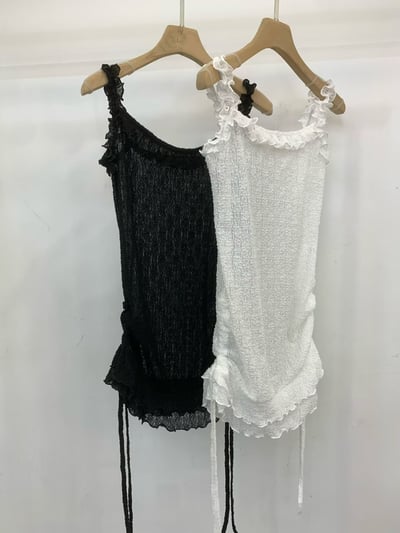♡正韓♡側抓皺抽繩蕾絲上衣13