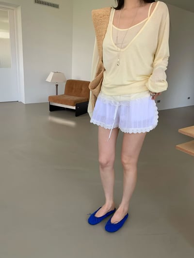 ♡正韓♡薄透拼接蕾絲兩件上衣3
