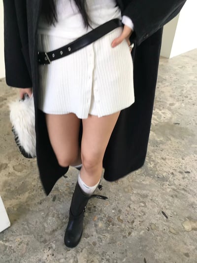 ♡正韓♡排扣造型鬆緊褲裙8