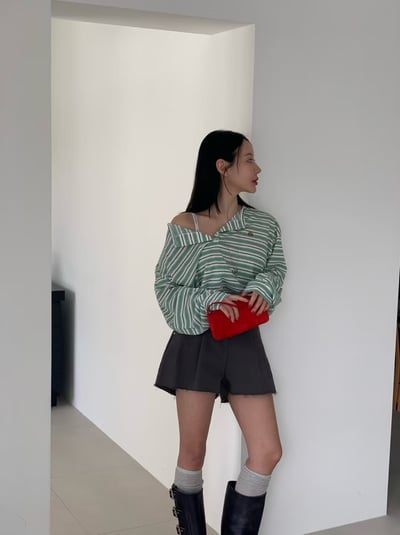 ♡正韓♡不修邊高腰短褲4