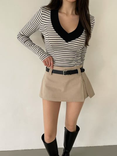 ♡正韓♡側開岔超短褲裙（附皮帶）1