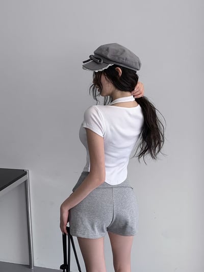 ♡正韓♡反摺腰頭抽繩短褲6
