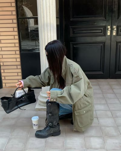 ♡正韓♡縮腰雙邊大口袋風衣外套15