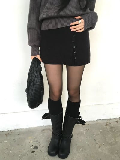 ♡正韓♡排扣造型鬆緊褲裙14