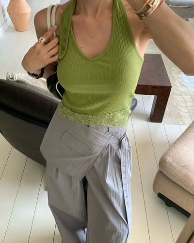 ♡正韓♡繞脖不規則蕾絲上衣7